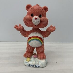 Vintage Care Bear Cheer Bear 7" Figure Figurine Bobble Head Statue Rainbow Pink